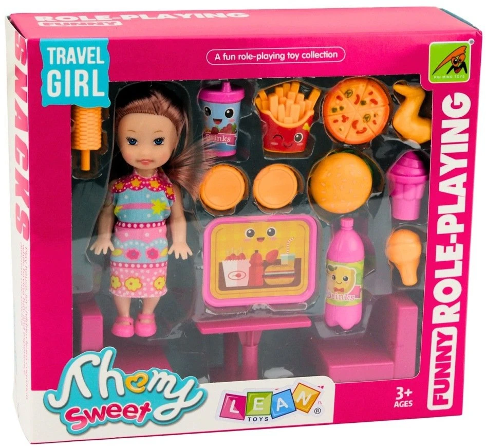 Lean Toys Lėlė su greito maisto rinkiniu 11 cm