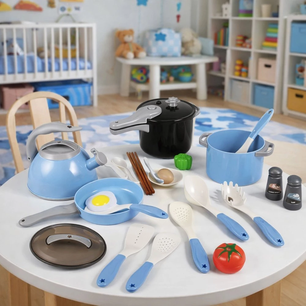 Lean Toys Virtuvės indų rinkinys mėlynas 32 vnt.