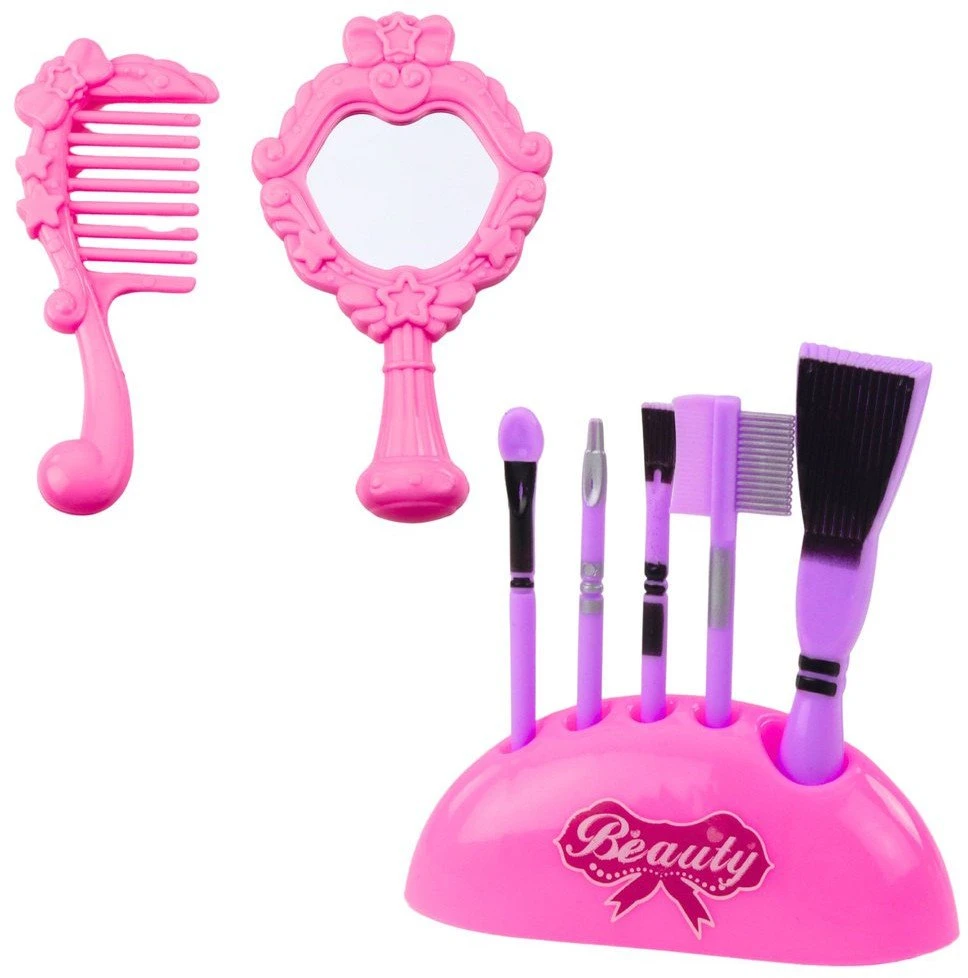 Lean Toys Vaikiškas grožio rinkinys su veidrodžiu ir kosmetiniais priedais, Vienaragis, 2-in-1