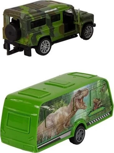 Lean Toys Žaislinis džipas su dinozaurų priekaba
