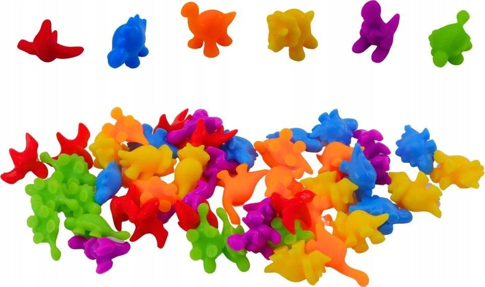 Lean Toys Edukacinis skaičiavimo ir spalvų rinkinys su dinozaurais 48 vnt.