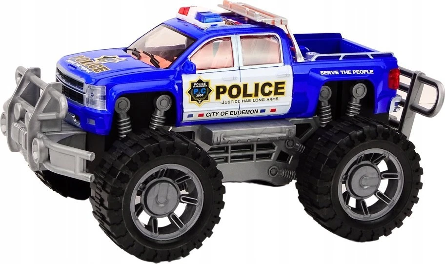 Lean Toys Policijos visureigis su pavara, mėlynas, 31x19x21cm