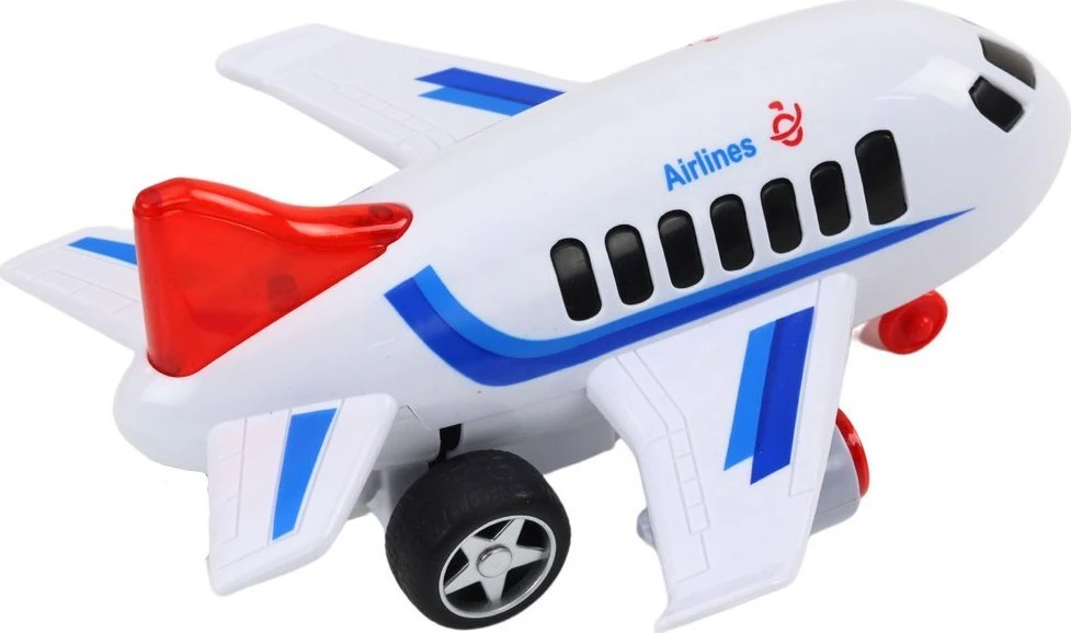 Lean Toys Baltas keleivinis lėktuvas su šviesos ir garso efektais
