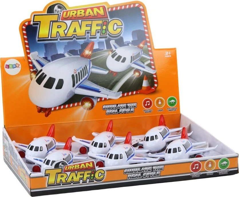 Lean Toys Baltas keleivinis lėktuvas su šviesos ir garso efektais