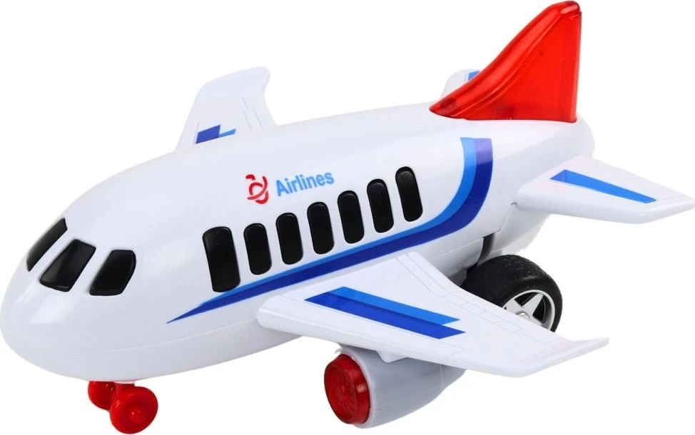 Lean Toys Baltas keleivinis lėktuvas su šviesos ir garso efektais