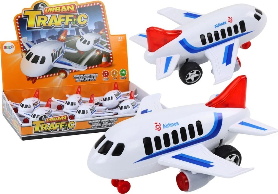 Lean Toys Baltas keleivinis lėktuvas su šviesos ir garso efektais