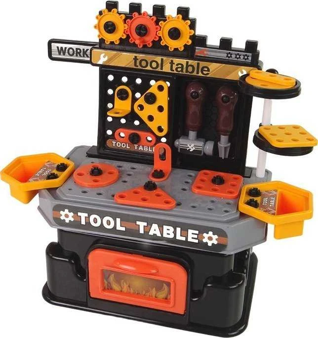 Lean Toys Vaikiškas kūrybinis dirbtuvių rinkinys su darbastaliu ir įrankiais