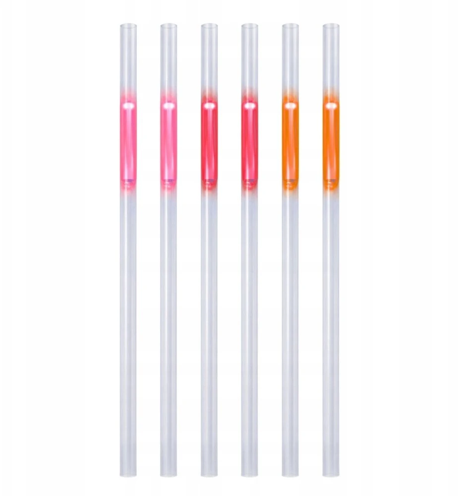 Lean Toys Słomki Fluorescenciniai šiaudeliai, šviečiantys tamsoje, neoniniai lazdelės, 6 vnt.