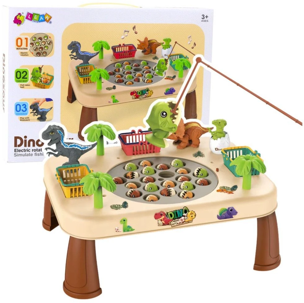 Lean Toys Dinozaurų Žvejybos Stalas su Šviesos ir Garso Efektais