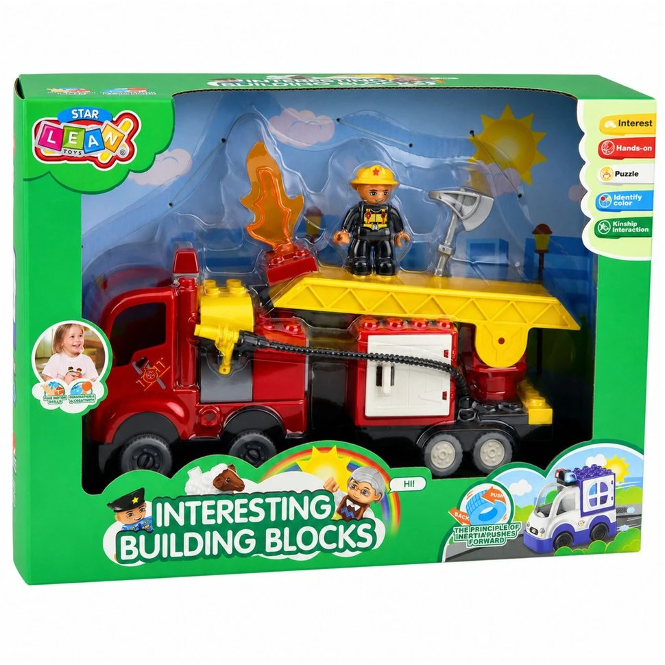 Lean Toys Gaisrininko rinkinys, raudona ir geltona