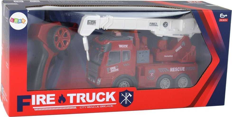 Radijo bangomis valdoma gaisrinė su kranu Lean Toys