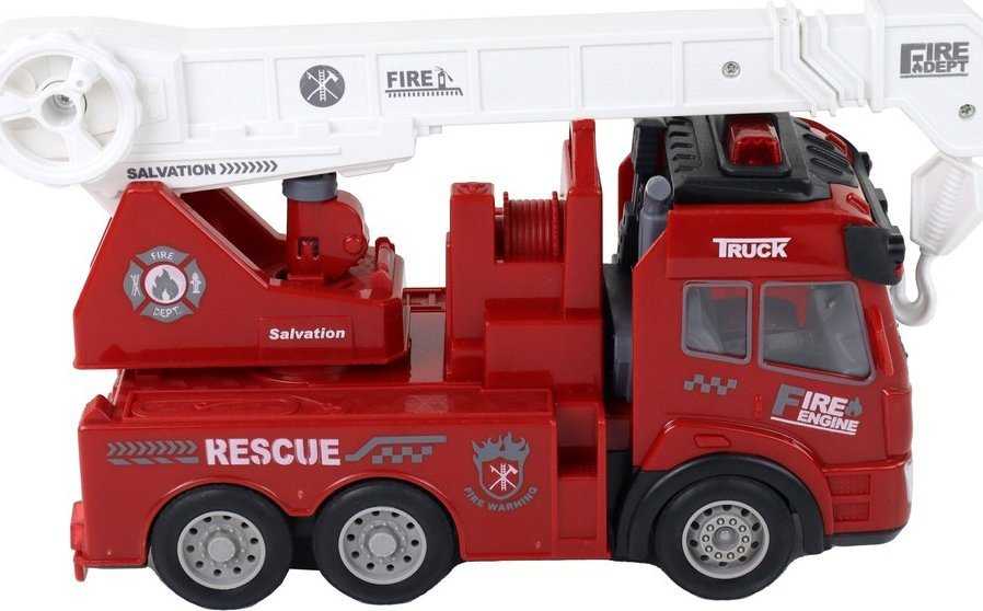 Radijo bangomis valdoma gaisrinė su kranu Lean Toys