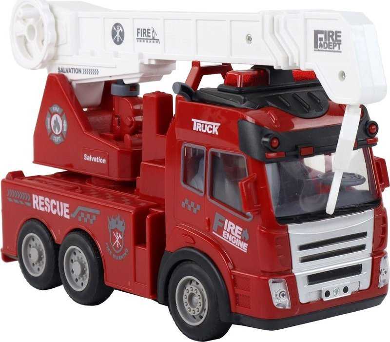 Radijo bangomis valdoma gaisrinė su kranu Lean Toys