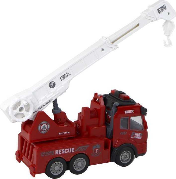 Radijo bangomis valdoma gaisrinė su kranu Lean Toys