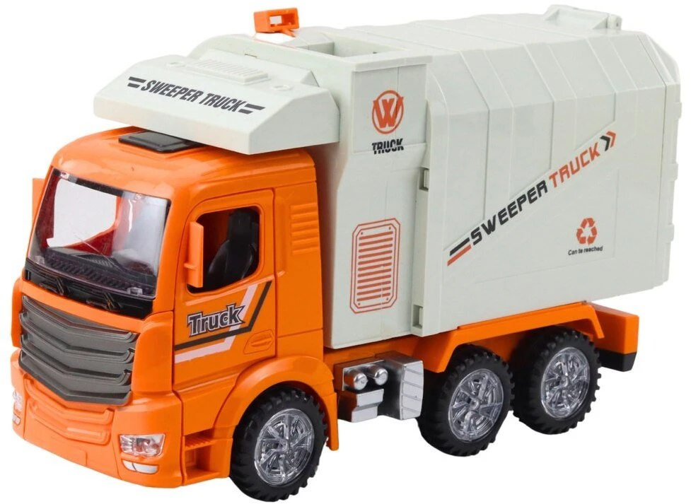 Lean Toys Žaislinis šiukšliavežis su šviesomis ir garsais, oranžinis