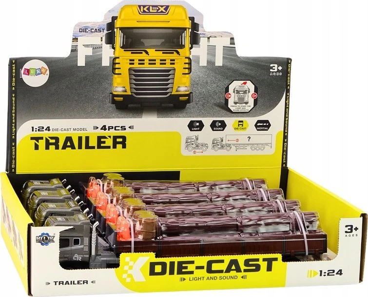 Žaislinis sunkvežimis su kranu, grasu, šviesomis ir priedais Lean Toys