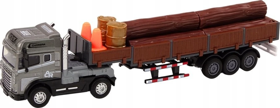 Žaislinis sunkvežimis su kranu, grasu, šviesomis ir priedais Lean Toys