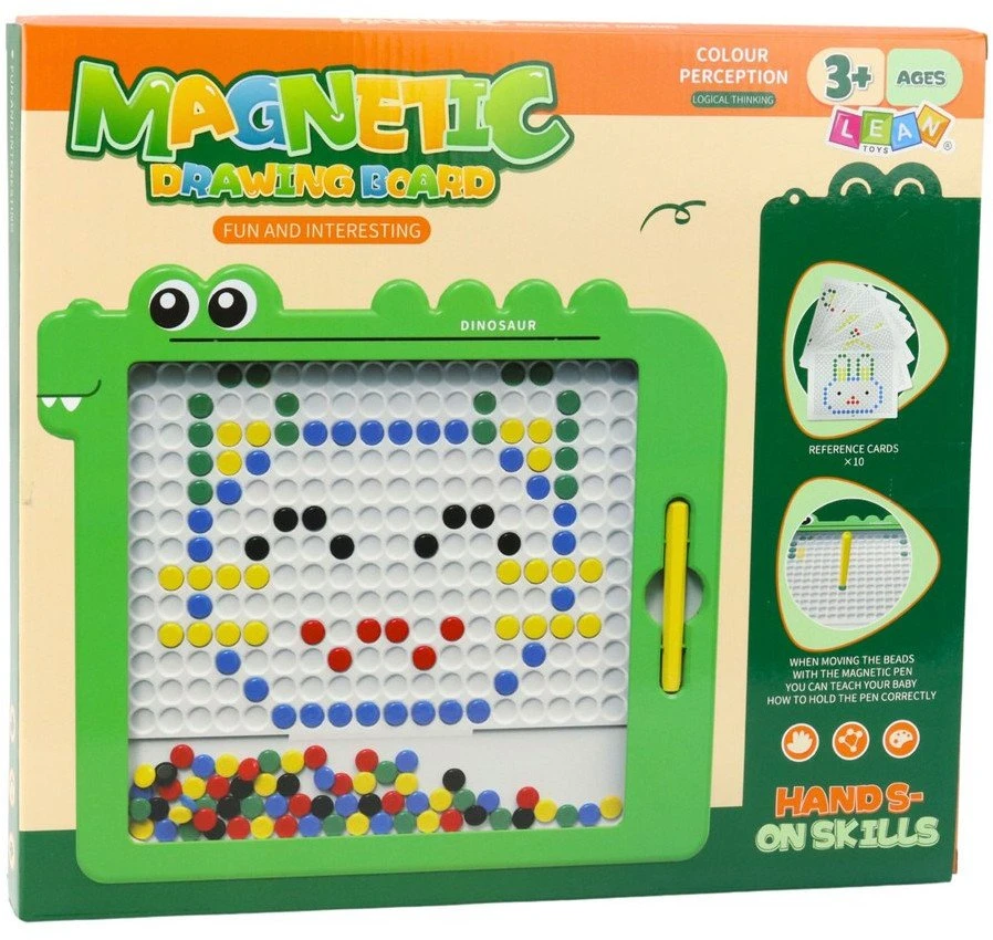 Lean Toys Magnetinė lenta vaikams Dinozauras su 20 šablonų