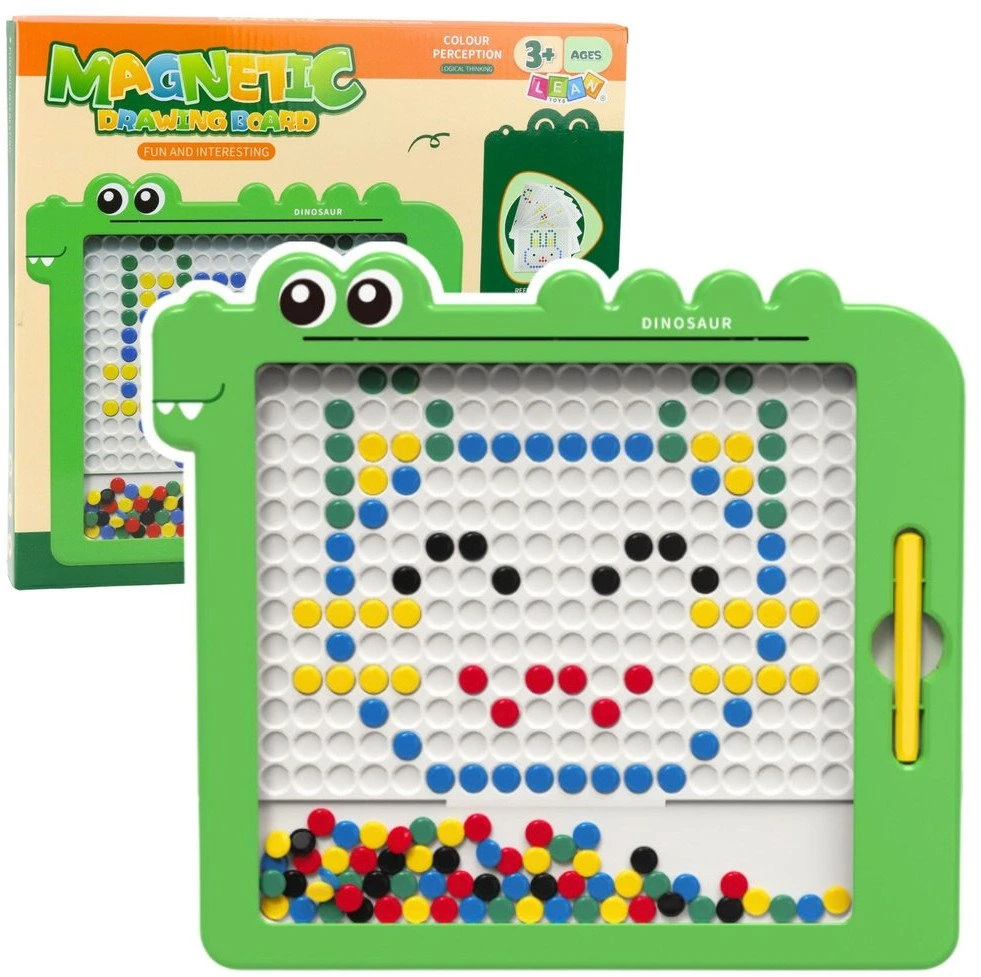 Lean Toys Magnetinė lenta vaikams Dinozauras su 20 šablonų