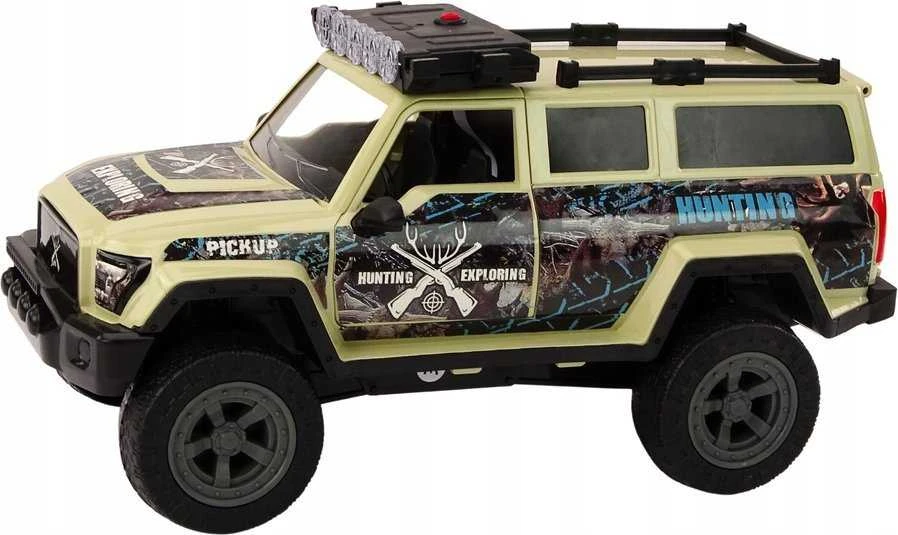 Lean Toys Mašinėlė Off-Road Hunting Car Hunter Bear Lights Sounds rusvai gelsvas