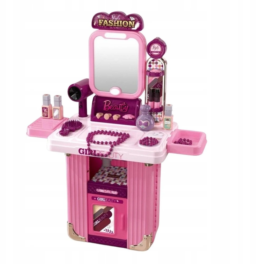 Lean Toys Kosmetikos rinkinys lagamine su veidrodžiu ir priedais 32x24x14 cm