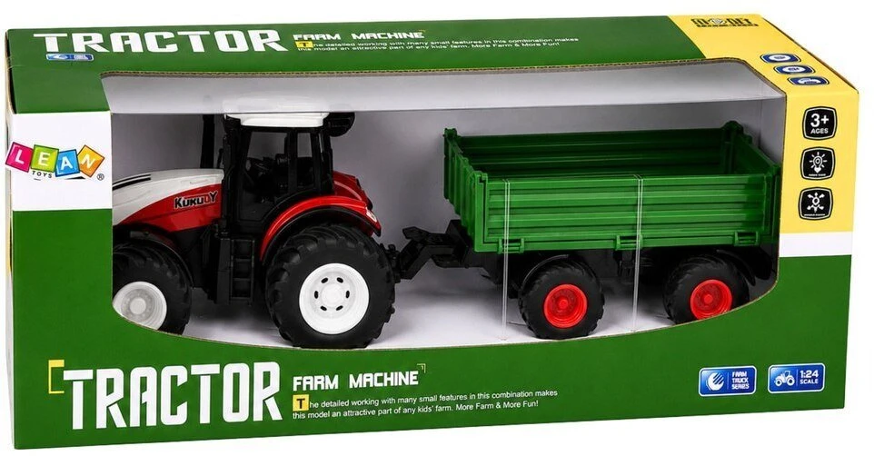 Lean Toys Traktorius 1:24 su priekaba