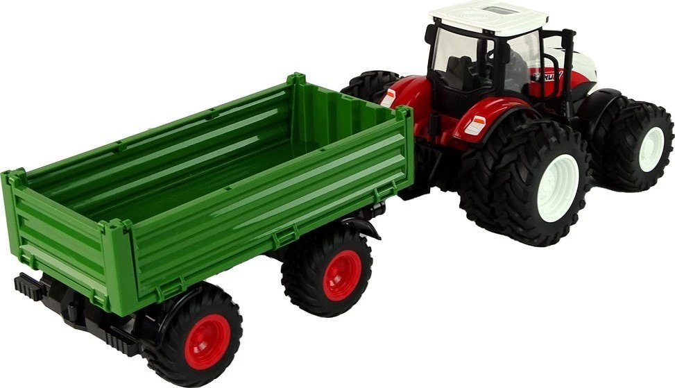 Lean Toys RC traktorius su priekaba 1:24 Raudona žalia