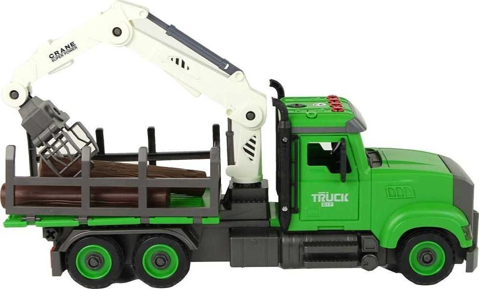 Lean Toys Žalias medienos gabenimo sunkvežimis