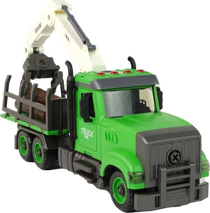 Lean Toys Žalias medienos gabenimo sunkvežimis