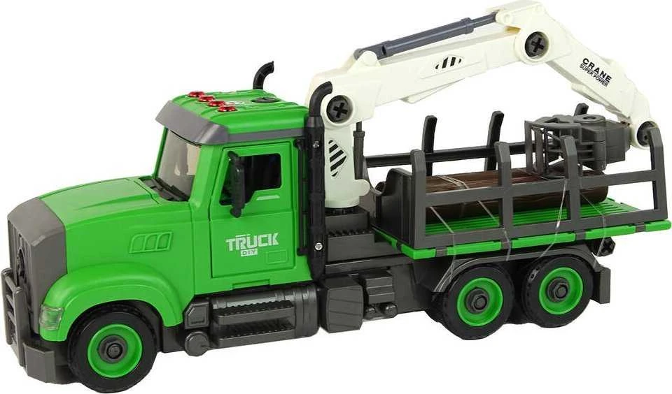 Lean Toys Žalias medienos gabenimo sunkvežimis