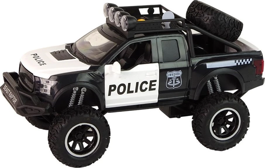 Žaislinis policijos visureigis Lean Toys, baltas/juodas, 24x13,5x10 cm