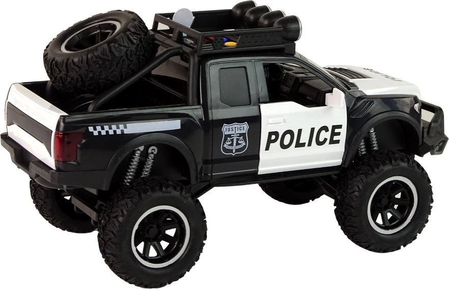 Žaislinis policijos visureigis Lean Toys, baltas/juodas, 24x13,5x10 cm