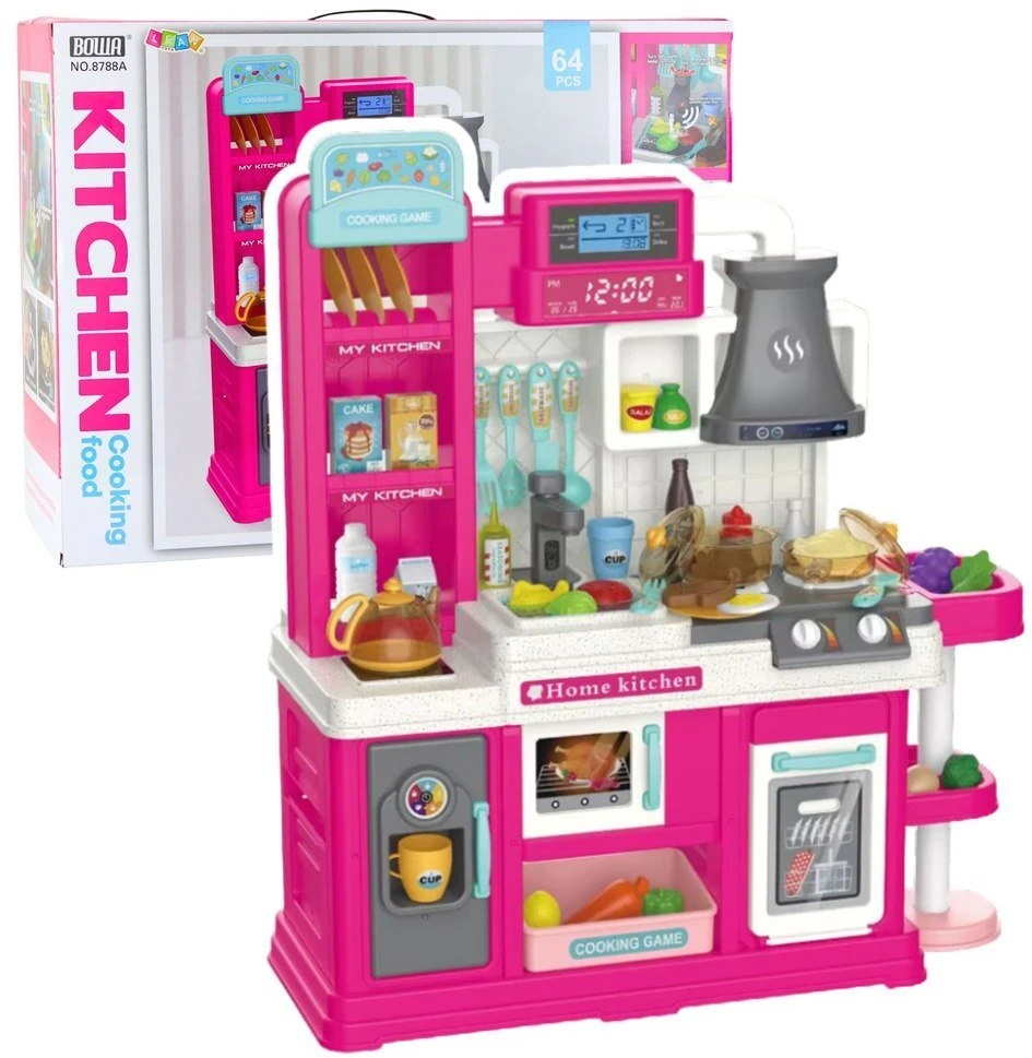 Lean Toys Žaislinė virtuvė vaikams su garais ir šviesomis 64 dalys
