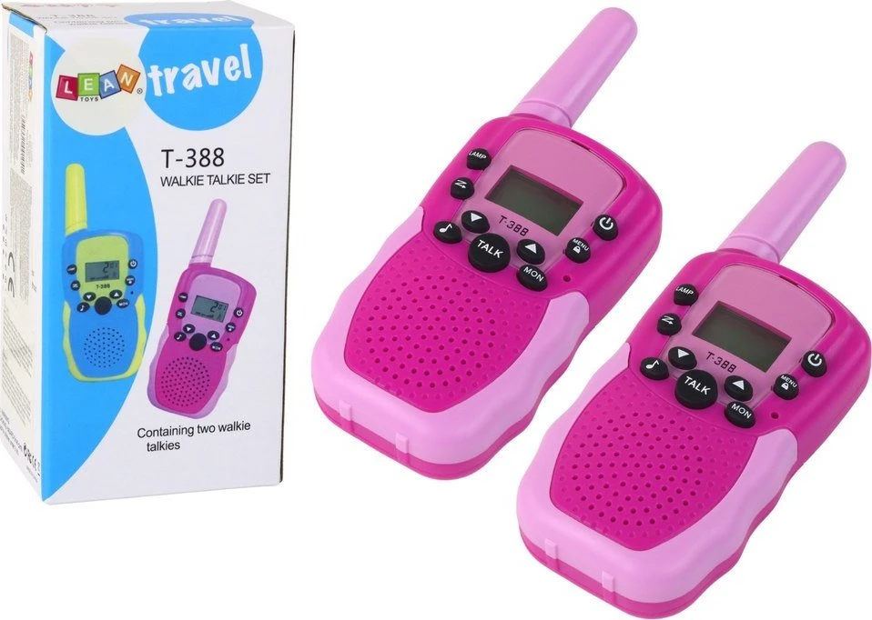 Walkie Racijos rožinės spalvos, 3 km diapazono, vaikams