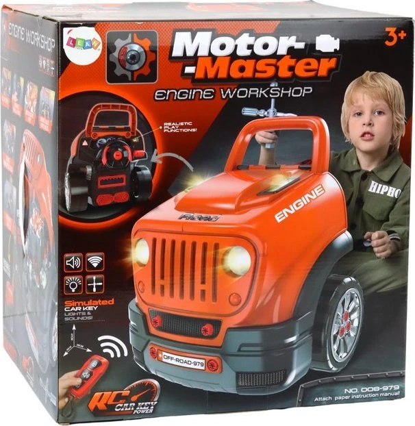 Lean Toys Vaikiškas automobilio variklio išardymo rinkinys, oranžinis