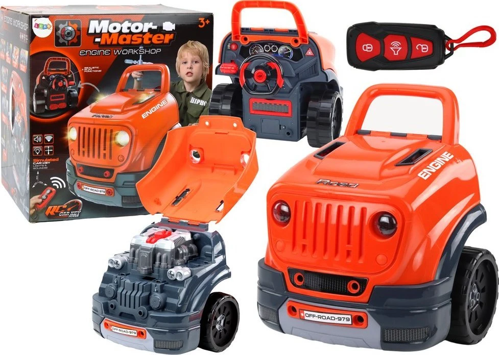 Lean Toys Vaikiškas automobilio variklio išardymo rinkinys, oranžinis