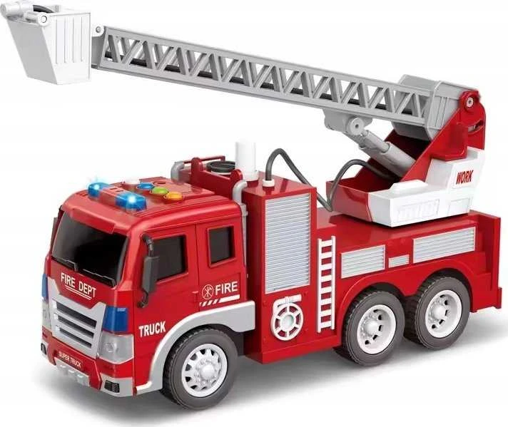 Lean Toys Gaisrinis automobilis su strėle 1:16, šviesos, garsai, vandens purkštuvas