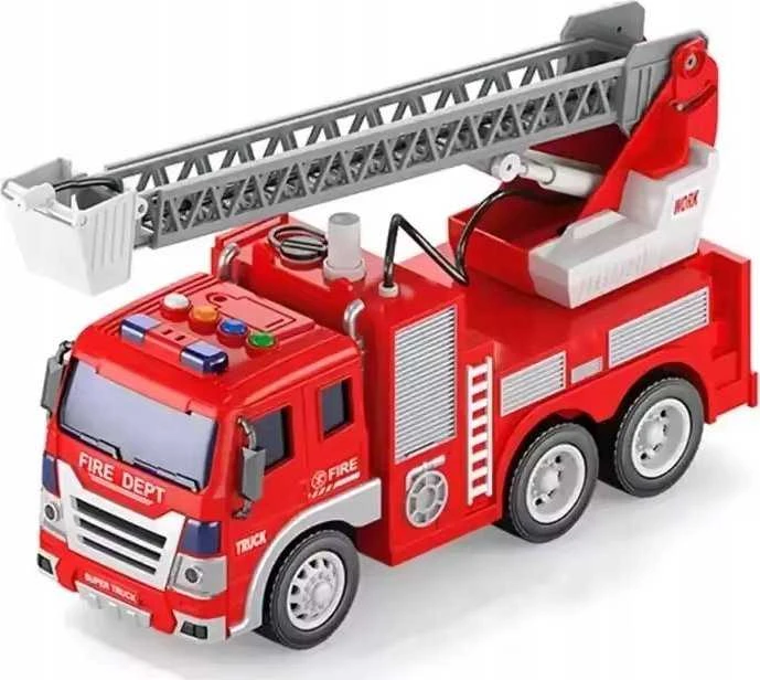 Lean Toys Gaisrinis automobilis su strėle 1:16, šviesos, garsai, vandens purkštuvas