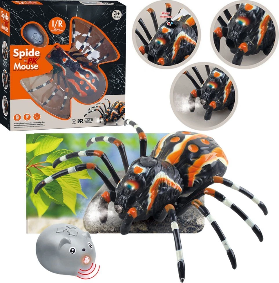 Lean Toys Nuotoliniu būdu valdomas juodas voras tarantulas