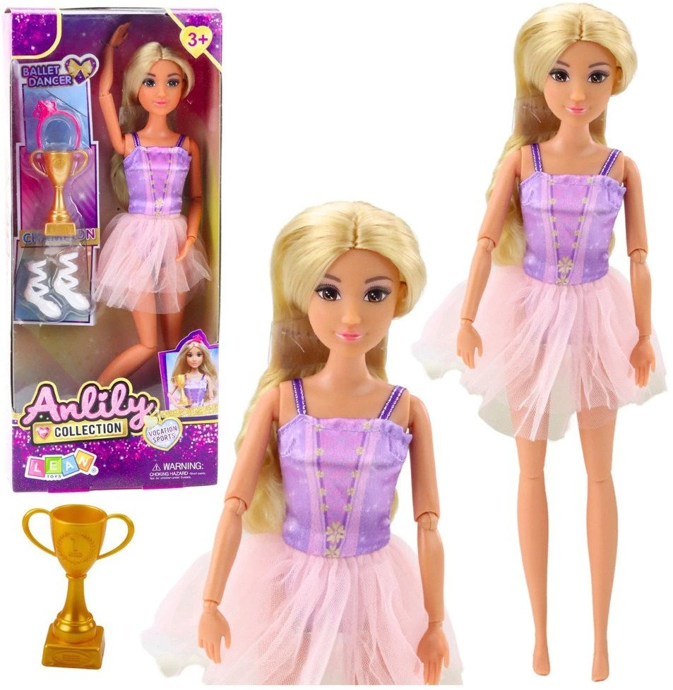 Lean Toys Lėlė balerina Anlily su judančiomis galūnėmis ir aksesuarais