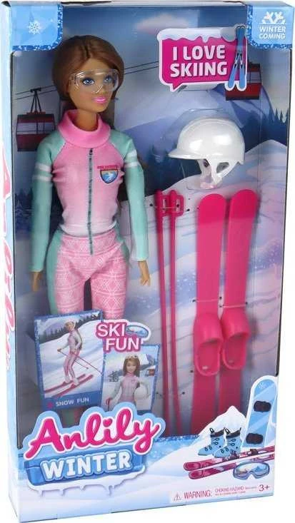 Lean Toys Lėlė Anlily slidininkė su priedais