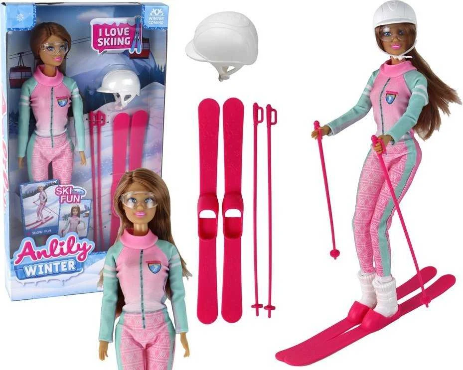 Lean Toys Lėlė Anlily slidininkė su priedais