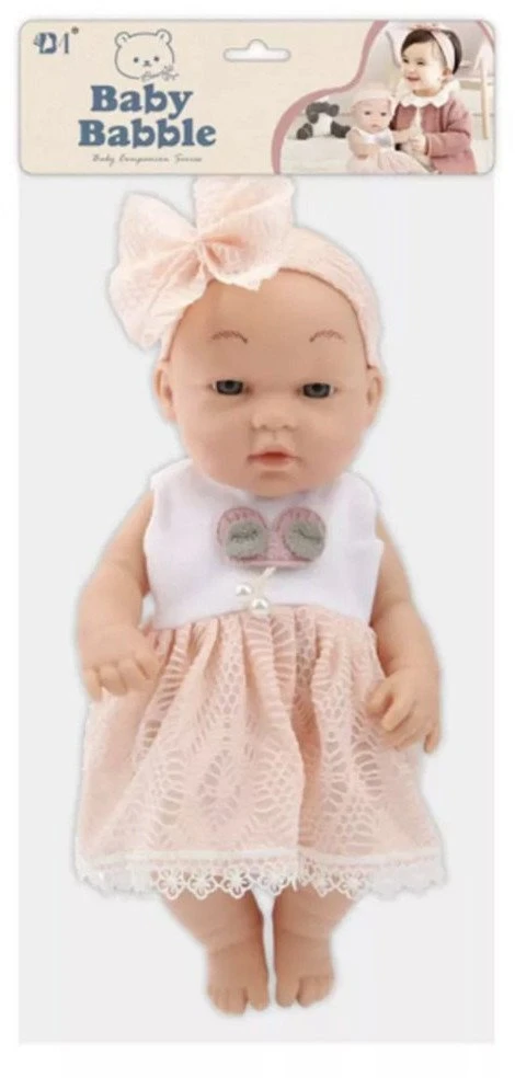 Lean Toys Lėlė kūdikis rožine suknele ir lankeliu 30 cm