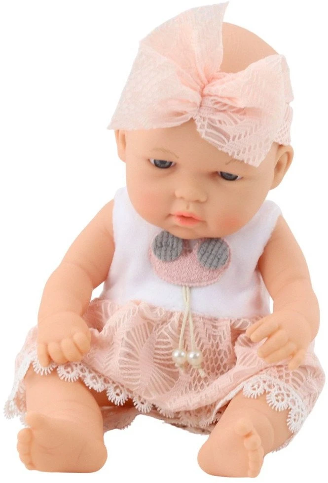 Lean Toys Lėlė kūdikis rožine suknele ir lankeliu 30 cm