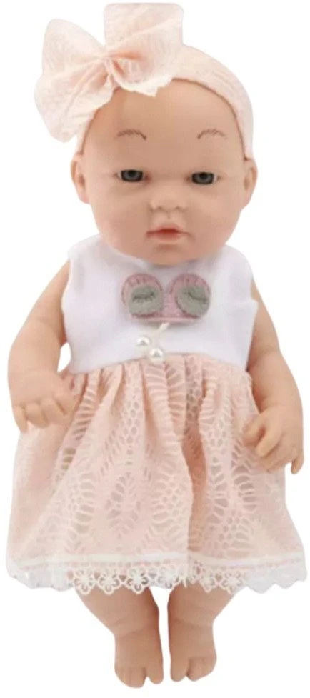 Lean Toys Lėlė kūdikis rožine suknele ir lankeliu 30 cm