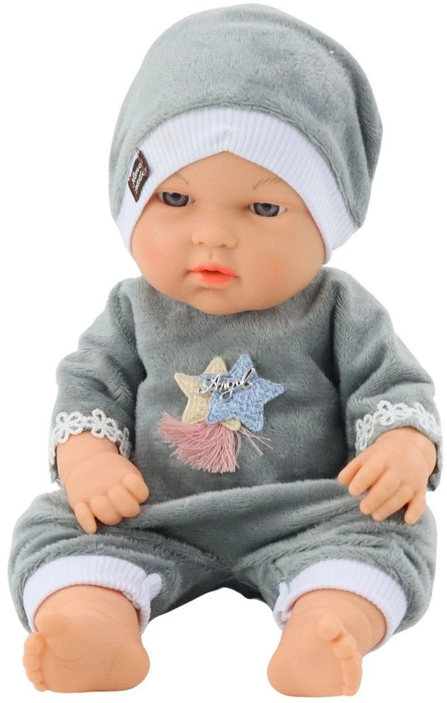 Lean Toys Lėlė kūdikis pilka pižama 30 cm