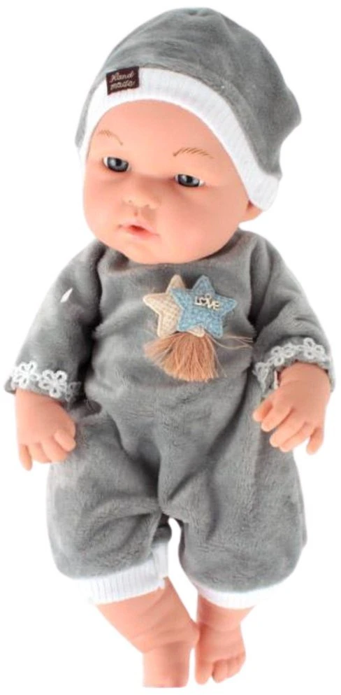 Lean Toys Lėlė kūdikis pilka pižama 30 cm
