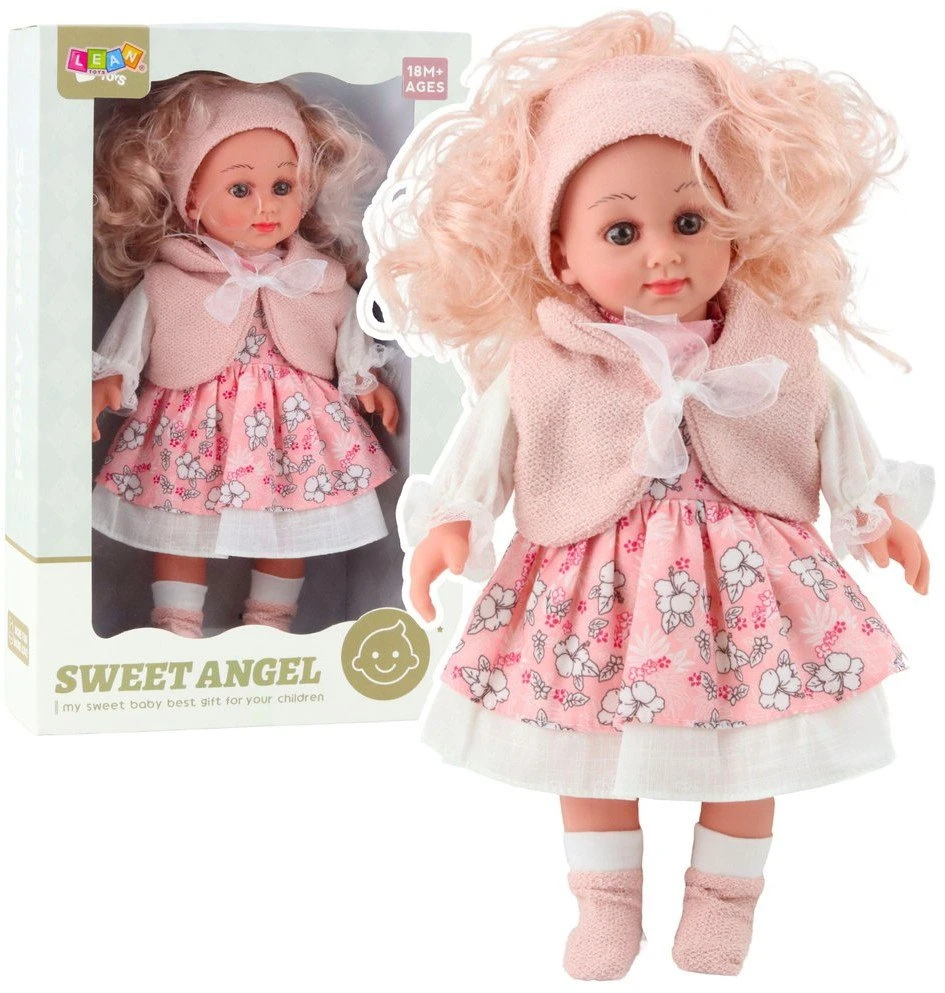 Lean Toys Lėlė Sweet Angel 36 cm su Rožine Suknele