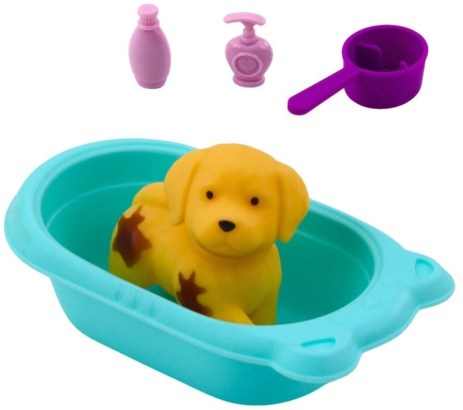 Lean Toys Lėlės ir šuns maudymo rinkinys su interaktyviais priedais