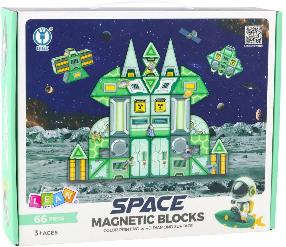 Lean Toys Magnetiniai konstruktoriaus blokai 66 vnt.